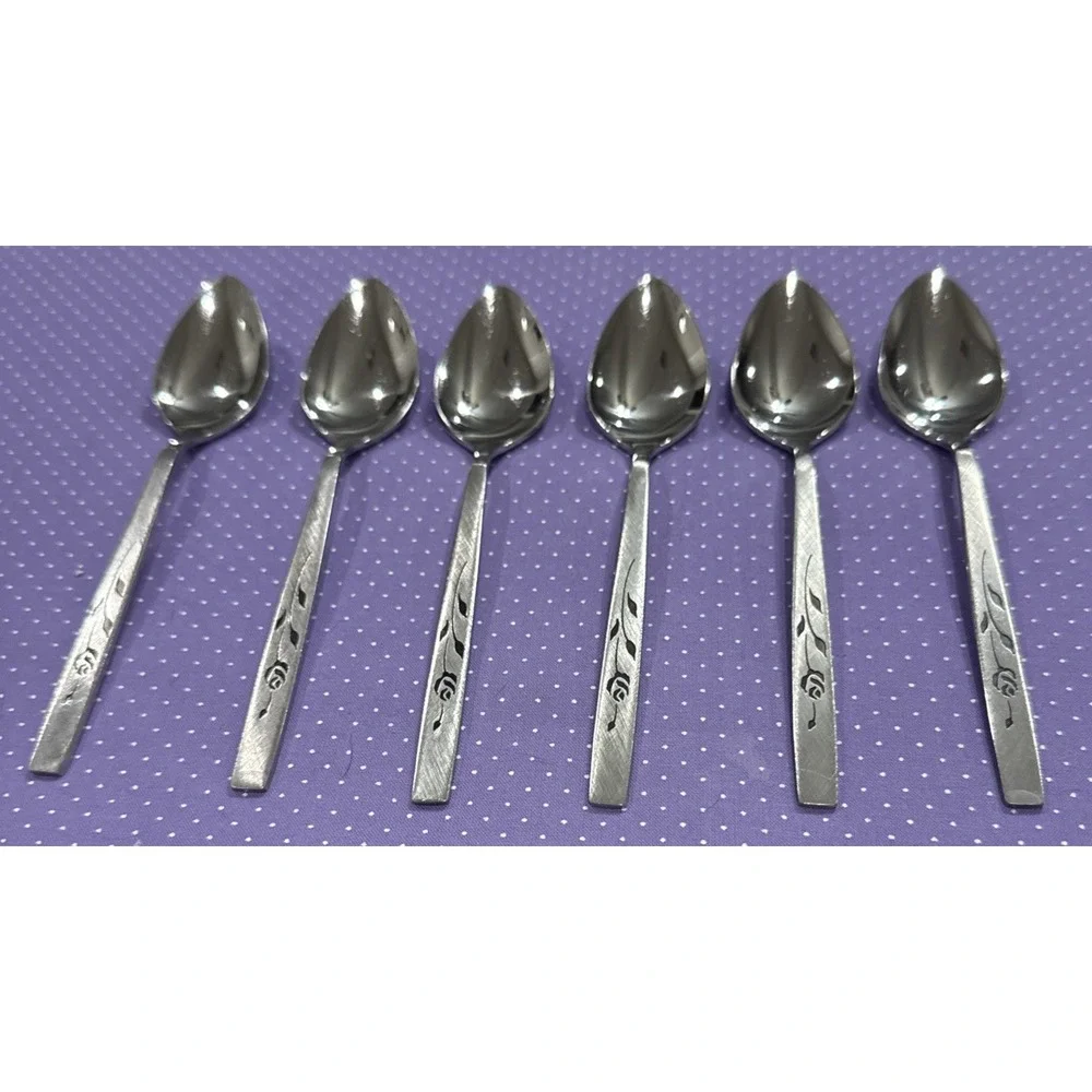 Oneida‎ Oneidacraft Deluxe Capistrano Stainless Steel Teaspoons Spoon Set Of 6